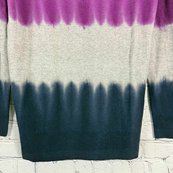 Autumn Cashmere V-Neck Pullover 100% Cashmere Sweater Tie Dye Multi Womens XS - Picture 6 of 6